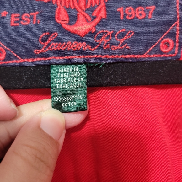 Lauren Ralph Lauren Red Cotton Cropped Double Breasted Jacket - Picture 2 of 16